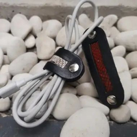 Klip kabel penjepit kabel bahan full kulit asli 100% Hitam aksen hitam