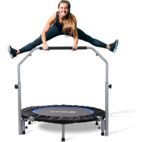 BCAN 48" Foldable Mini Trampoline Max Load 330lbs/440lbs, Fitness Rebounder with Adjustable Foam Handle, Exercise Trampoline for