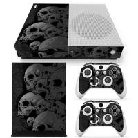 New skull design Sticker Skin Decal For Microsoft Xbox One S Slim Console+Controllers