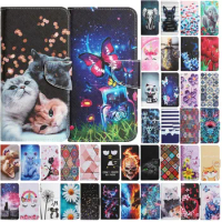 Redmi 12C Leather Flip Phone Case For Xiaomi POCO X5 Pro Redmi Note 12 4G 12 Pro Cat Butterfly Painted Wallet Card Holder Cover