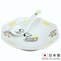 asdfkitty*日本製 SNOOPY史努比咀嚼 陶瓷八角盤附湯匙-炒飯盤/餐盤-正版