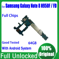 64G Original Unlocked Logic Board For Samsung Galaxy Note 8 N950F N950FD Motherboard with Android System Mainboard Free Shipping