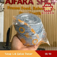 Tutup Lid Gelas Datar Isi 50 pcs Tutup Cup Plastik Transparan Flat Lid