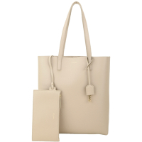 YSL Saint Laurent N/S 牛皮直立型肩背托特包(深米色/附手拿包)