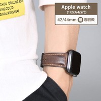 【吉米3C】Apple Watch S6/SE/5/4 42mm/44mm 瘋馬皮錶帶(贈保護殼)