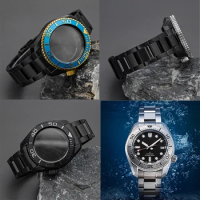 Black Watch Case and Bracele Strap Fit SPB185/187 Diver Watch Seiko NH35 NH36 Automatic Movement 200M Waterproof Sapphire Glass