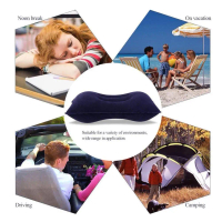 Portable Inflatable Sleeping Pillow Rectangular Flocking Pillow For Travel H6R9