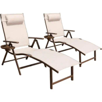 Aluminum Outdoor Folding Reclining Adjustable Patio Chaise Lounge Chair with Pillow ,beach chair,chaise lounge