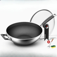 30/32/34cm Wok pan 316 stainless steel frying pan Non-stick cookware Household gas induction cooker without oil smoke steel pan