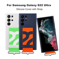 Original For Samsung S22 Ultra Silicone Cover with Strap for Galaxy S22 Ultra S22Ultra silicone case with strap EF-GS908