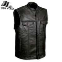 vest pria jaket rompi motor tebal anti angin hitam jumbo kulit keren