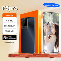 Global VER F5 Pro 5G Smart Phone Deca Core 4GB+64GB 7.3 Inch Mini Smart phones Android 13 Mobile Phone 8000 mAh Battery Face lD