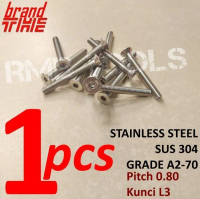 Baut JF Kunci L M5 x 40 Stainless 304 Verseng Countersunk A2-70 M5