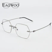 Hexagon Rimless Prescription Eyeglassses Reading Myopia Progressive Photochromic Glasses Spectacle with Color lenses 285812
