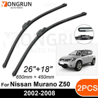 Car Front Windshield Wipers For Nissan Murano Z50 2002-2008 Wiper Blade Rubber 26"+18" Car Windshield Windscreen Accessories