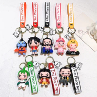 Anime One Piece Keychain Figure Monkey D. Luffy Roronoa Zoro Nami Key Chain Pendant Pvc Key Ring for Friends Men Jewelry Gift