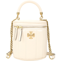 TORY BURCH Kira 直紋絎縫小羊皮手提/斜背化妝箱包(奶油白)