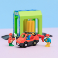 仿真小火車洗車房軌道車玩具男生兼容木質軌道益智兒童慣性車套裝