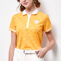 【PLAYBOY GOLF】女款繩索吸濕排汗抗UV高爾夫短袖POLO衫-橘(高爾夫球衫/KA24108-25)