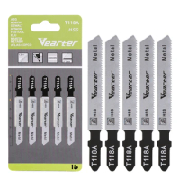 Vearter T118A 5-Pack HSS 3inch 77mm 21PTI Assorted T-Shank Jig Saw Blade Set For Cutting Metal Pipeline Suitable Bosch Makita