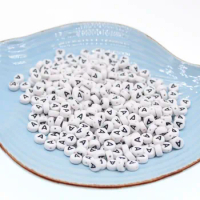 CHONGAI 100/500Pcs/500Gram Oblate Acrylic Letter Beads Single Alphabet White Round Bracelet Jewelry Beads&amp;Jewelry Making 4*7MM