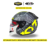 KYT HELM GALAXY SLIDE FLAT R NEON MATT GREY YELLOW DOUBLE VISOR XL