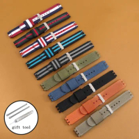 17mm 19mm 20mm Waterproof Nylon Strap Special Interface Watchband For Swatch GN718 Canvas Men Women Watch Chain