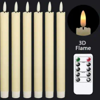 6 Pieces Votive Candles Remote Battery Halloween Candles,Flameless Flickering Warm White LED Taper Candles With Timer Function