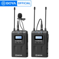 BOYA BY-WM8 Pro K1 UHF Dual Channel Wireless Lavalier Lapel Microphone LCD Displays for Camera iphone PC DSLR Interview Vlogging