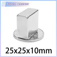 1/2/5/10PCS 25x25x10 N35 Quadrate Powerful Magnets Permanent Magnet 25x25x10mm block Strong Neodymium Magnetic 25*25*10