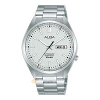 Jam Tangan Pria Alba Mechanical AL4329X1 Automatic Men Silver Patterned Dial Stainless Steel Strap S