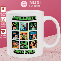 Ly Cốc Sứ In Hình Minecraft Game Over Độc Đáo Quà Tặng Game Thủ Phụ Kiện Decor Bàn Máy Tính Gốm Sứ B