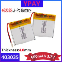 High Quality 600mAh 3.7V Rechargeable 403035 Li Ion Battery 35x30x4mm Li-polymer Lithium Polymer Batteries For Mp3 Mp4 Gps Watch