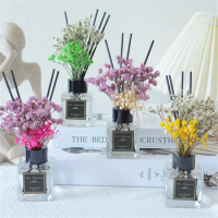 50ml Mini Flower Aroma Diffuser with Sticks, Oil Scent Diffuser for Home, Bedroom, Office, Hotel, Bathroom Glass Reed Diffuser