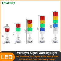 Lathe Warning Light Multilayer Signal Indicator Light Industrial LED Stack Lamp &amp; Buzzer Audible Visual Alarm AC110~220V DC24V