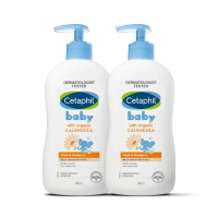 【Cetaphil 舒特膚】官方直營 Baby舒緩洗髮沐浴露 400ml*2入(嬰兒洗澡洗髮精/沐浴乳/金盞花/B5)