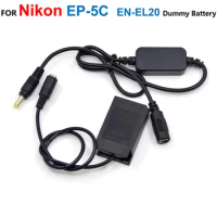 EP-5C Coupler EN-EL20 ENEL20 Dummy Battery+EH-5 12V-24V Step-Down Power Charger Cable For Nikon 1J1 1J2 1J3 1S1 1AW1 1V3 P1000
