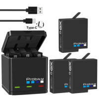 Probty for GoPro Hero 7 Hero 6 Hero 5 Battery 1680mAh + USB Triple Charger Type C for GoPro Hero 7 6 5 Black Cameras