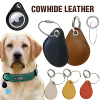 AirTag Leather Holder with Keychain, Waterproof Full Protective Cover, Airtags Enclosed Case, Accessories Dogs, Cats, Luggage