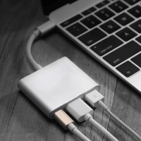 3in1 Type-C USB 3.1 To HDTV HDMI USB 3.0 Type C Female Converter Cable Adapter Audio Accessories _UF