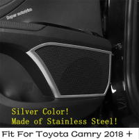 Car Door Audio Speaker Frame Stereo Loudpeaker Decoration Cover Trim For Toyota Camry 2018 - 2023 Stainless Steel Accessories