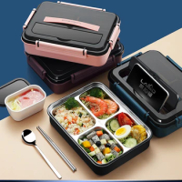 304 Stainless Steel Insulated Lunch Box Student Office Worker Separated Microwave Oven Plate Portable Packed Lunch Lunch Box Set