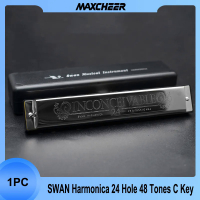 Swan Harmonica Tremolo C คีย์24หลุม Tremolo Harmonica Organ คุณภาพสูง Woodwind Musical Instruments888