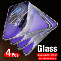4pcs Protective Glass For Tecno Pova 3 Neo 2 4G Full Cover Tempered Film TecnoPova Pova3 LF7n Neo2 LG6n Premium Screen Protector