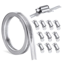 Hose Clamp Hose Clamp Pipe Hose Silver 9.84Ft Adjustable Band With 10 Pieces Attachment