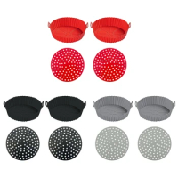 4Pcs Air Fryers Silicone Liners 8inch Reusable Air Fryers Basket Liners for 3-5 QT Baskets Air Fryers Silicone Pots 918D