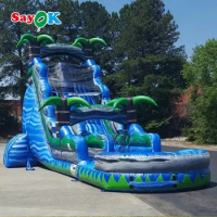 SAYOK 8m Commercial Inflatable Palm Tree Water Slide Giant Waterslides Inflatable Water Slide for Kids Outdoor Rental Park Show