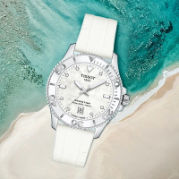 TISSOT 天梭 官方授權 Seastar 1000 海洋之星300米潛水鑽石女錶 母親節送禮推薦-36mm T1202101711600