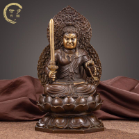 純銅背光不動明王菩薩佛像擺件銅像佛堂家里用客廳神像招財工藝品