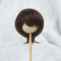 Đen ngắn tóc tóc giả cho 60cm búp bê phụ kiện 1/3 BJD Búp bê tóc giả nhiệt độ cao lụa chu vi đầu 21-